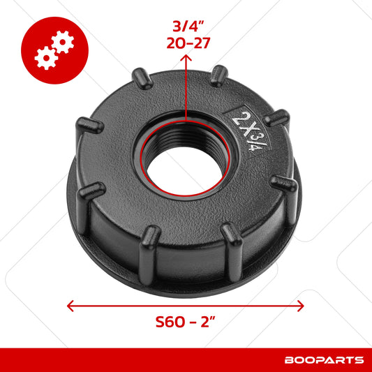 Bouchon adaptateur pour cuve IBC 2" x 3/4" (S60 x 6) x (20-27)