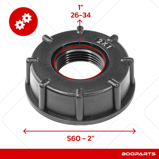 Bouchon adaptateur pour cuve IBC 2" x 1" (S60x6) x (26/34)