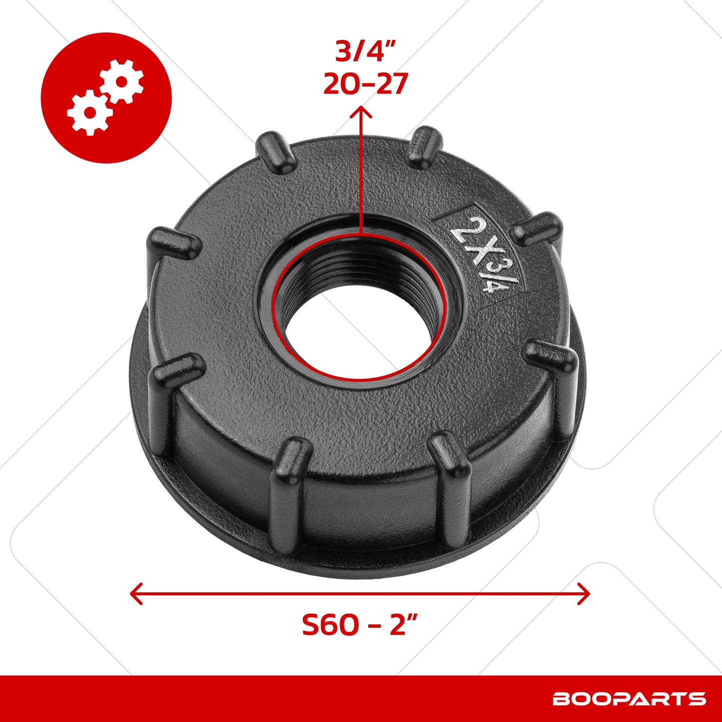 Adapter cap for IBC tank 2" x 1/2" (S60 x 6) x (15/21)