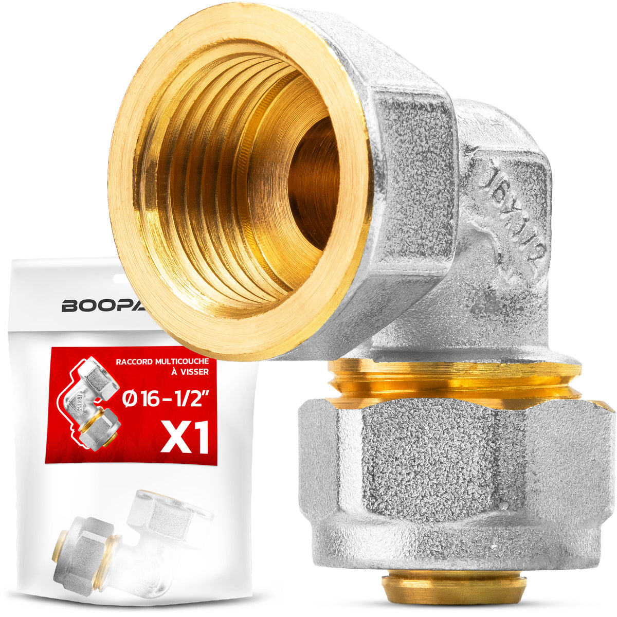 Coude femelle à visser multicouche Ø16 × 1/2" (15/21) – à l'unité