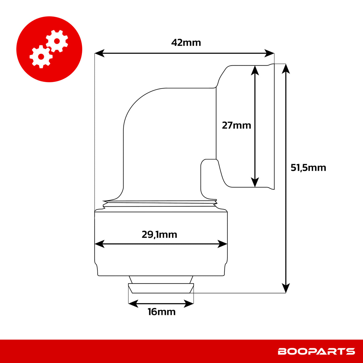 Coude femelle à visser multicouche Ø20 × 1/2" (15/21) – plan coté