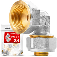 Coude femelle à visser multicouche Ø20 × 3/4" (20/27) – lot de 4