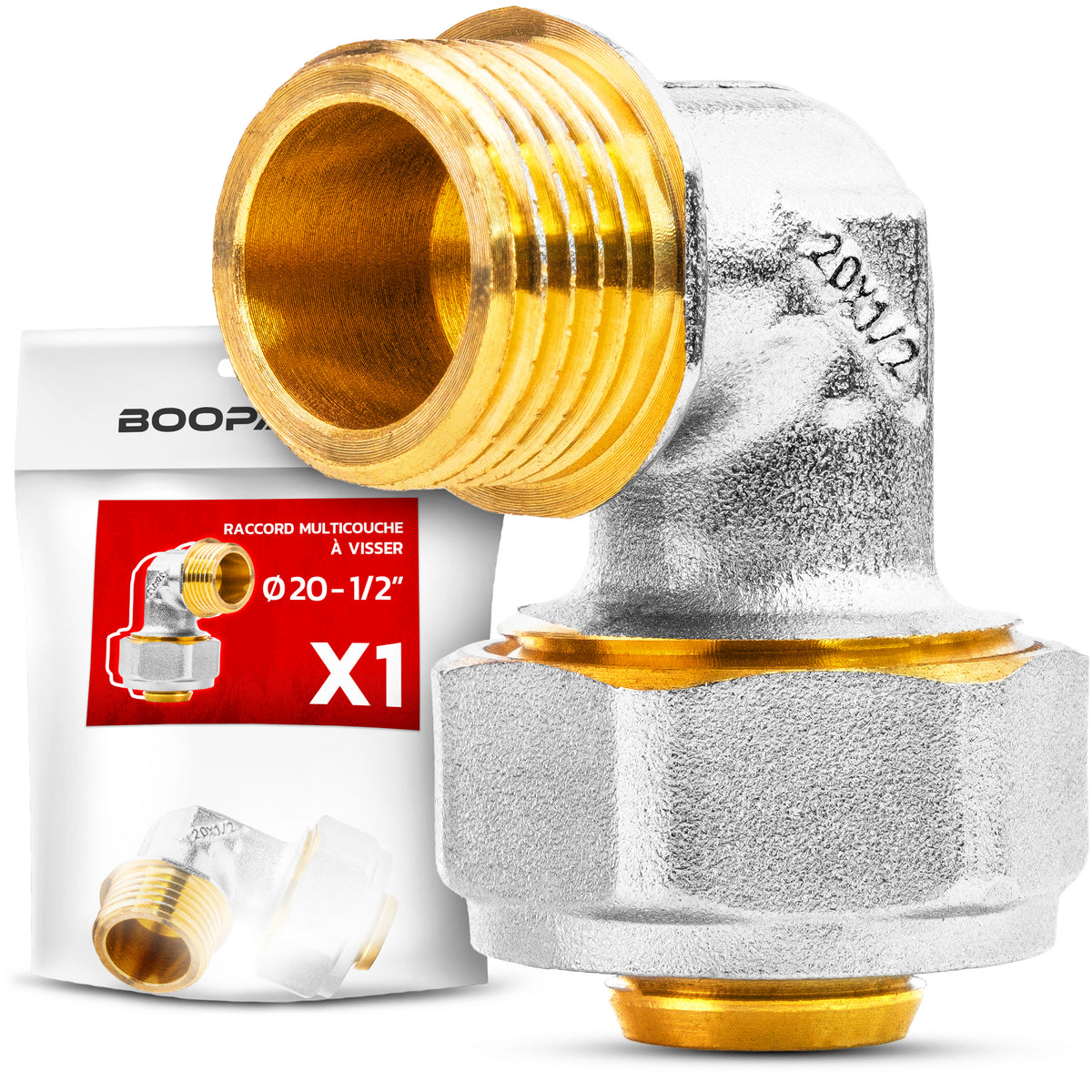 Coude mâle à visser multicouche Ø20 × 1/2" (15/21) – à l'unité