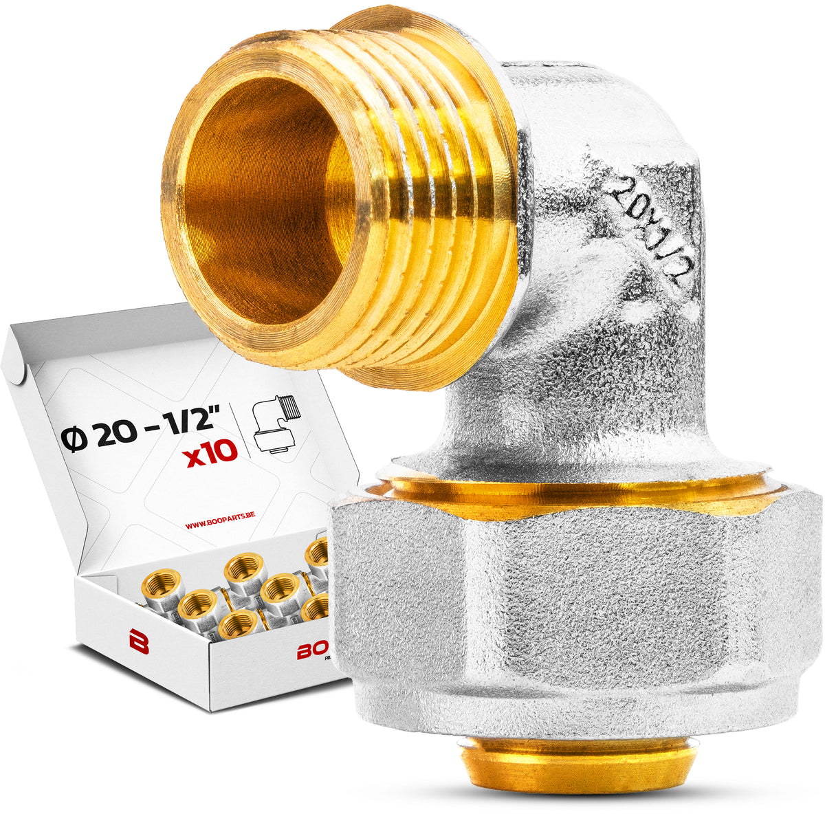 Coude mâle à visser multicouche Ø20 × 1/2" (15/21) – lot de 10