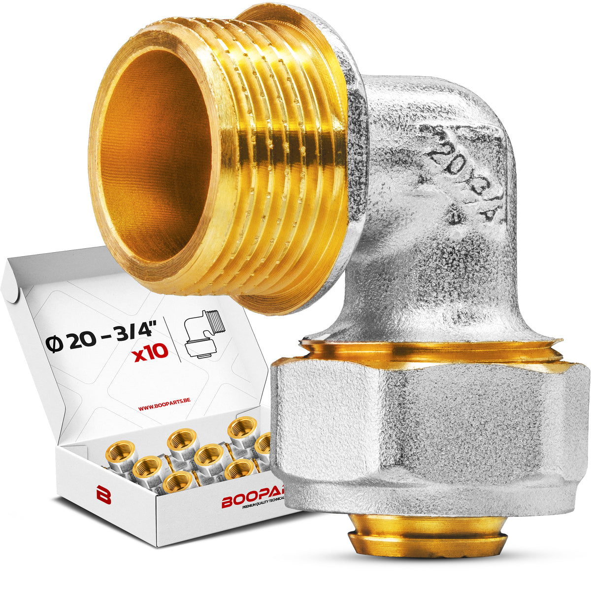 Coude mâle à visser multicouche Ø20 × 3/4" (20/27) – lot de 10