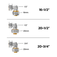 Raccord coude femelle à visser multicouche Ø16 / Ø20 – 1/2" et 3/4"