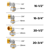 Raccord coude mâle à visser multicouche Ø16 / Ø20 – 1/2" et 3/4"