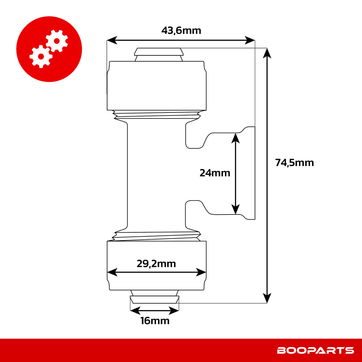 Té femelle à visser multicouche Ø20 × 1/2" × Ø20 – plan coté