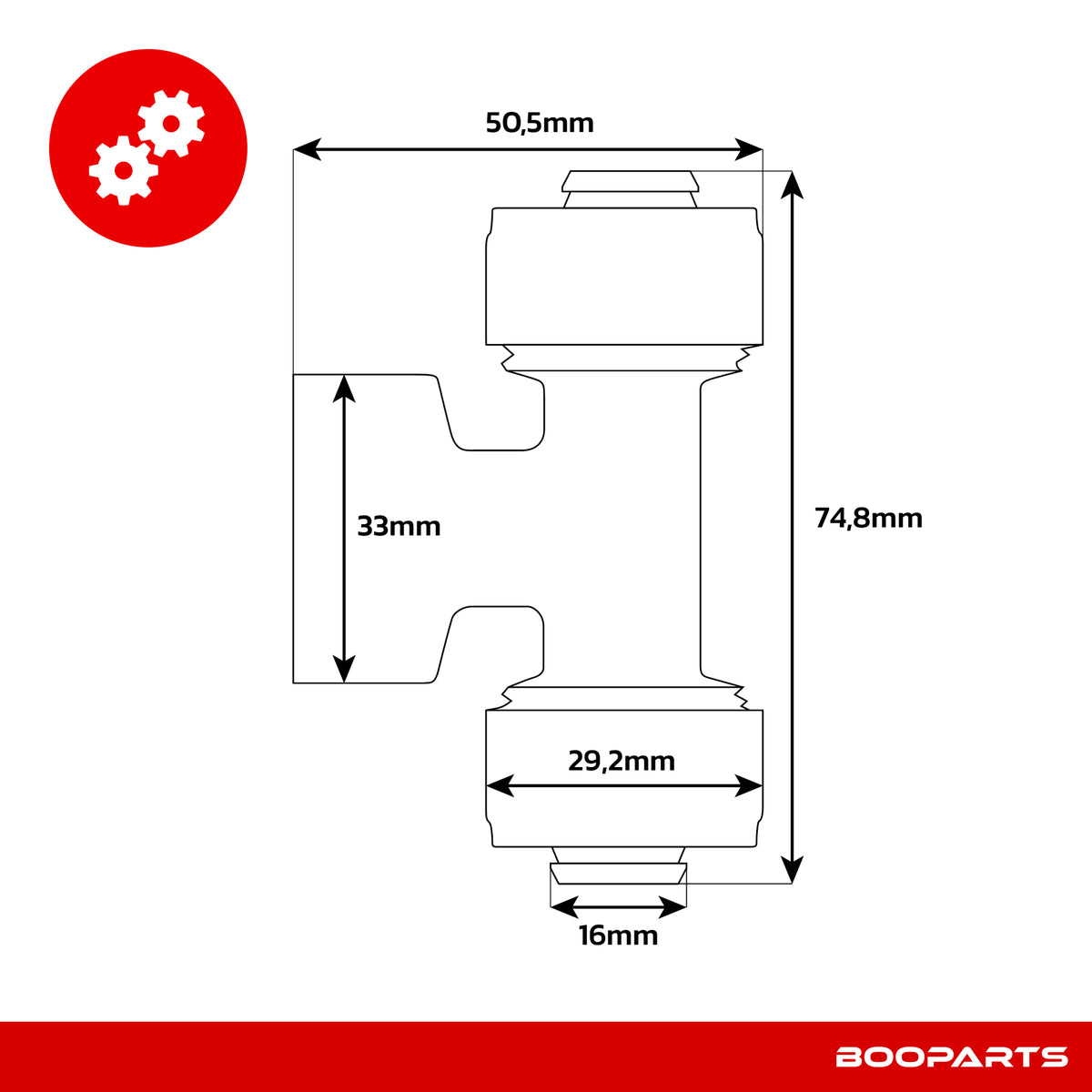 Té femelle à visser multicouche Ø20 × 3/4" × Ø20 – plan coté