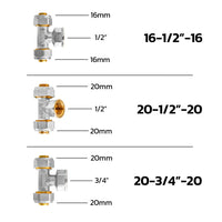 Raccord té femelle à visser multicouche Ø16 / Ø20 – sortie 1/2" ou 3/4"